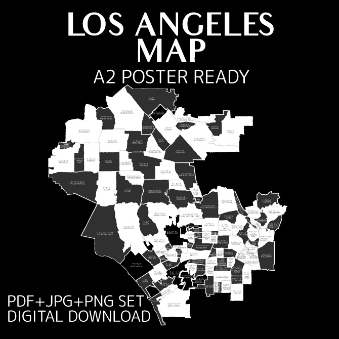 LA City Map|クールブラック地図イラスト