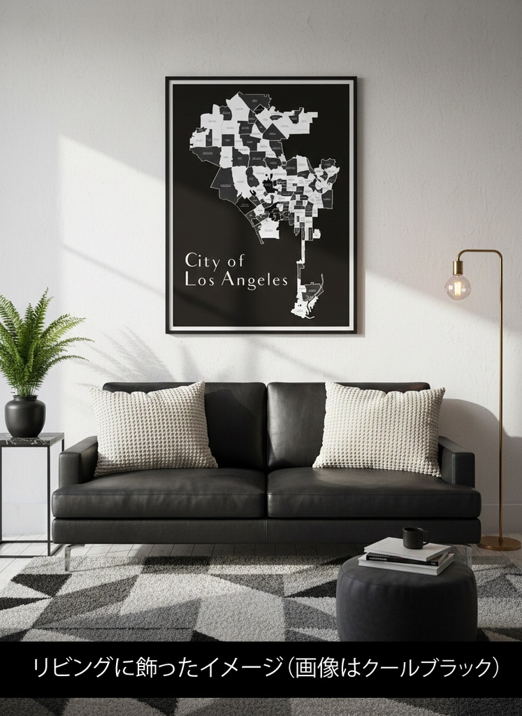 LA City Map|クールブラック地図イラスト