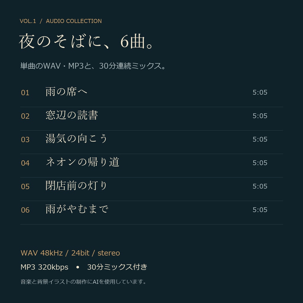 午前2時の喫茶店 Vol.1『雨がやむまで』音源・壁紙セット