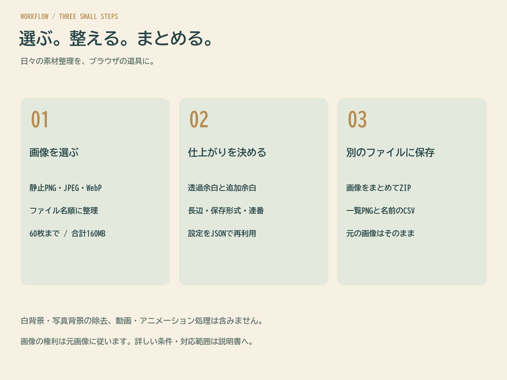 Image Desk|素材のととのえ箱【余白取り・縮小・連番・画像一覧】