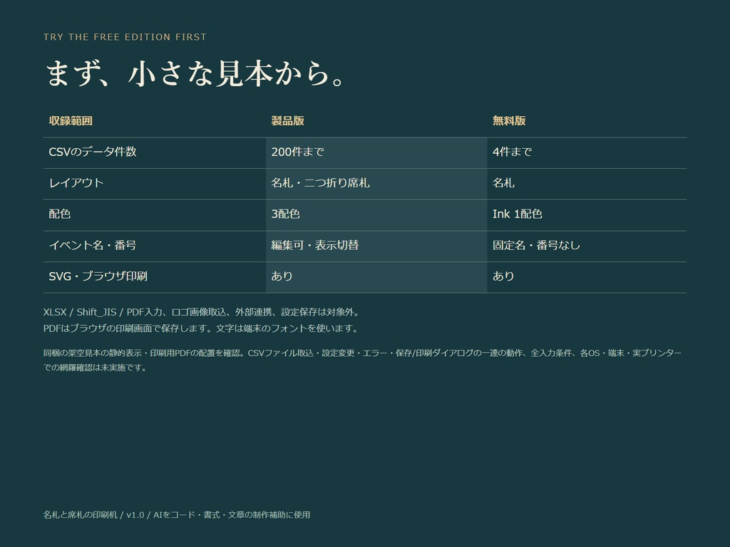 名札と席札の印刷机|CSV差込・A4印刷用HTMLツール