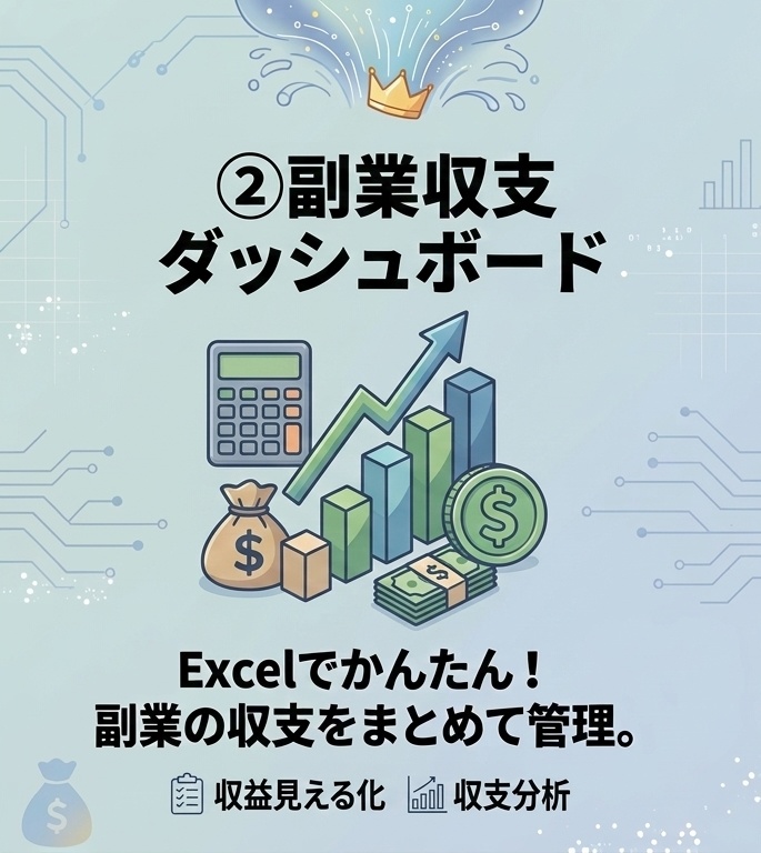 副業の収益が一目でわかる ②副業収支ダッシュボードExcelテンプレ