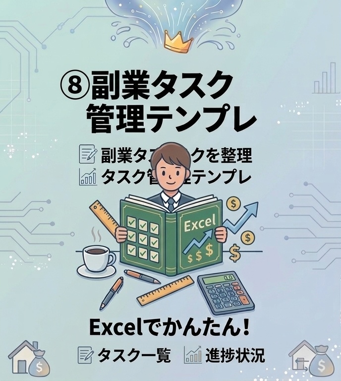 副業の作業を整理できる ⑧副業タスク管理Excelテンプレ