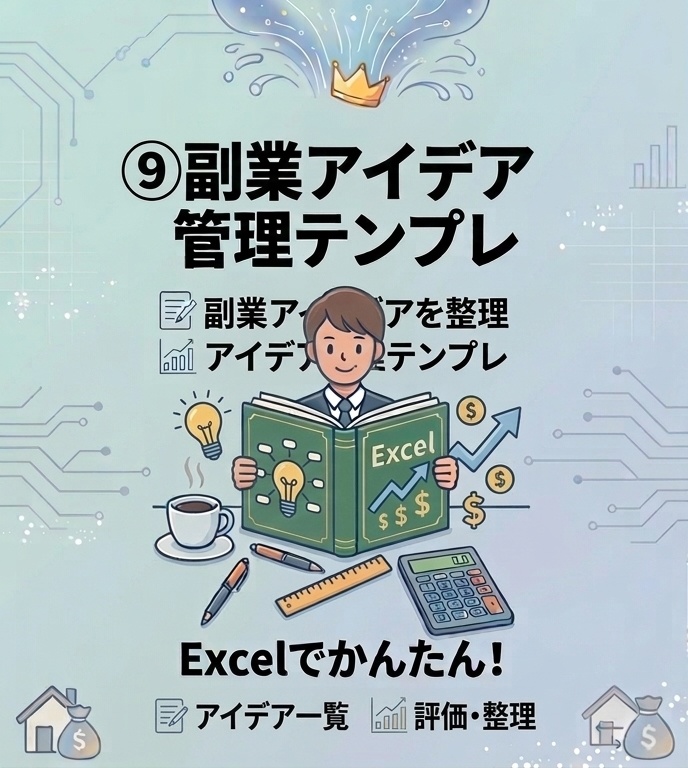 副業アイデアを整理できる ⑨副業アイデア管理Excelテンプレ