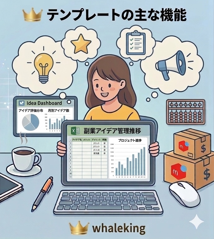 副業アイデアを整理できる ⑨副業アイデア管理Excelテンプレ