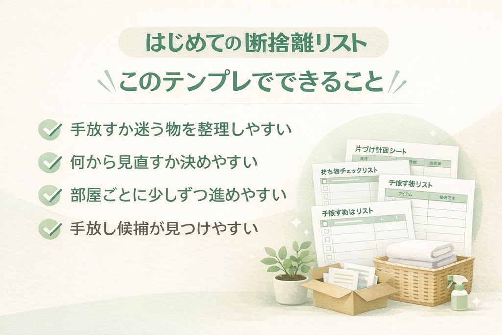 はじめての断捨離リスト|無理なく始める片づけ整理テンプレ