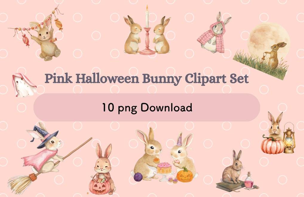 水彩うさぎのハロウィンクリップアート10点セット🎃🐰