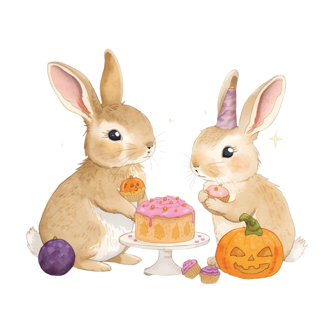 水彩うさぎのハロウィンクリップアート10点セット🎃🐰