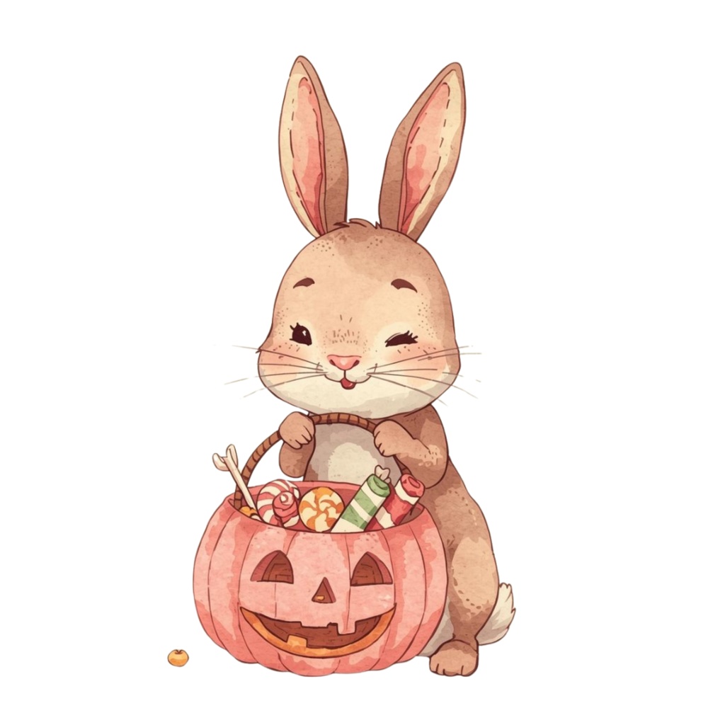 水彩うさぎのハロウィンクリップアート10点セット🎃🐰