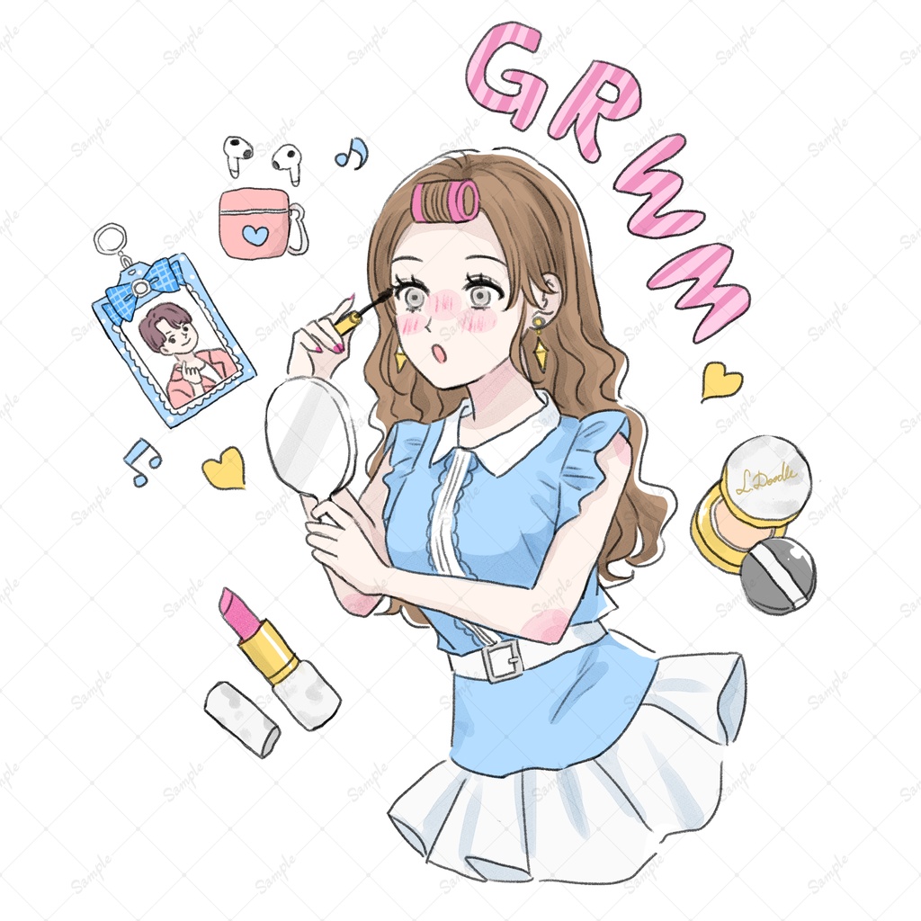 【イラスト素材】ライブ準備する女性