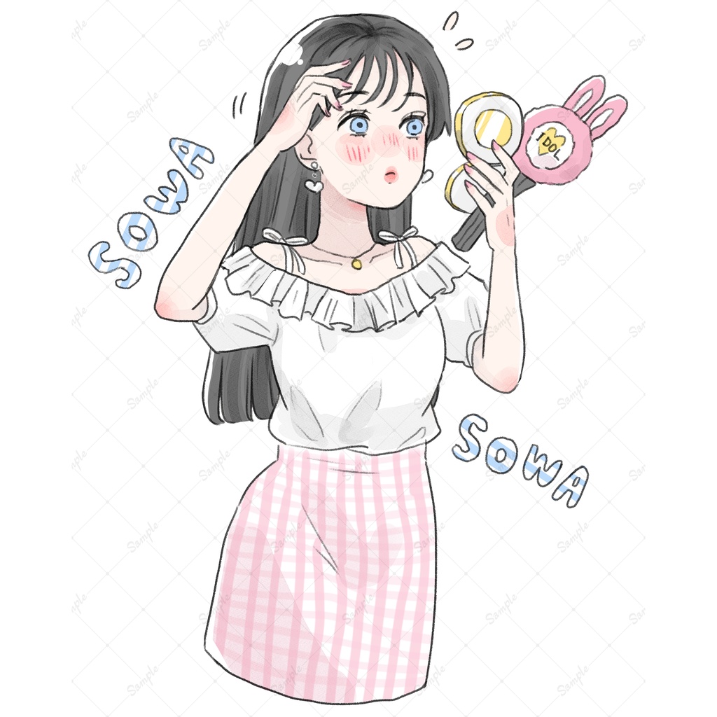 【イラスト素材】ライブ前で落ち着かない女性