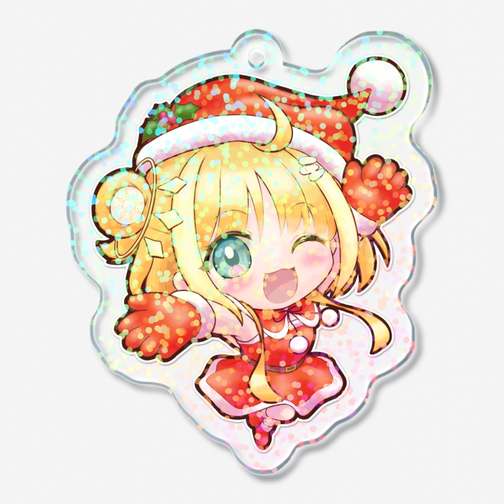 【ユニプロ 二次創作作品】天晴ほかる(サンタ) -ホログラムアクリルキーホルダー-(クリスタル・グリッター)