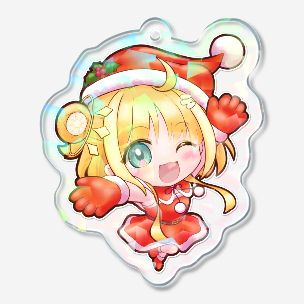 【ユニプロ 二次創作作品】天晴ほかる(サンタ) -ホログラムアクリルキーホルダー-(クリスタル・グリッター)