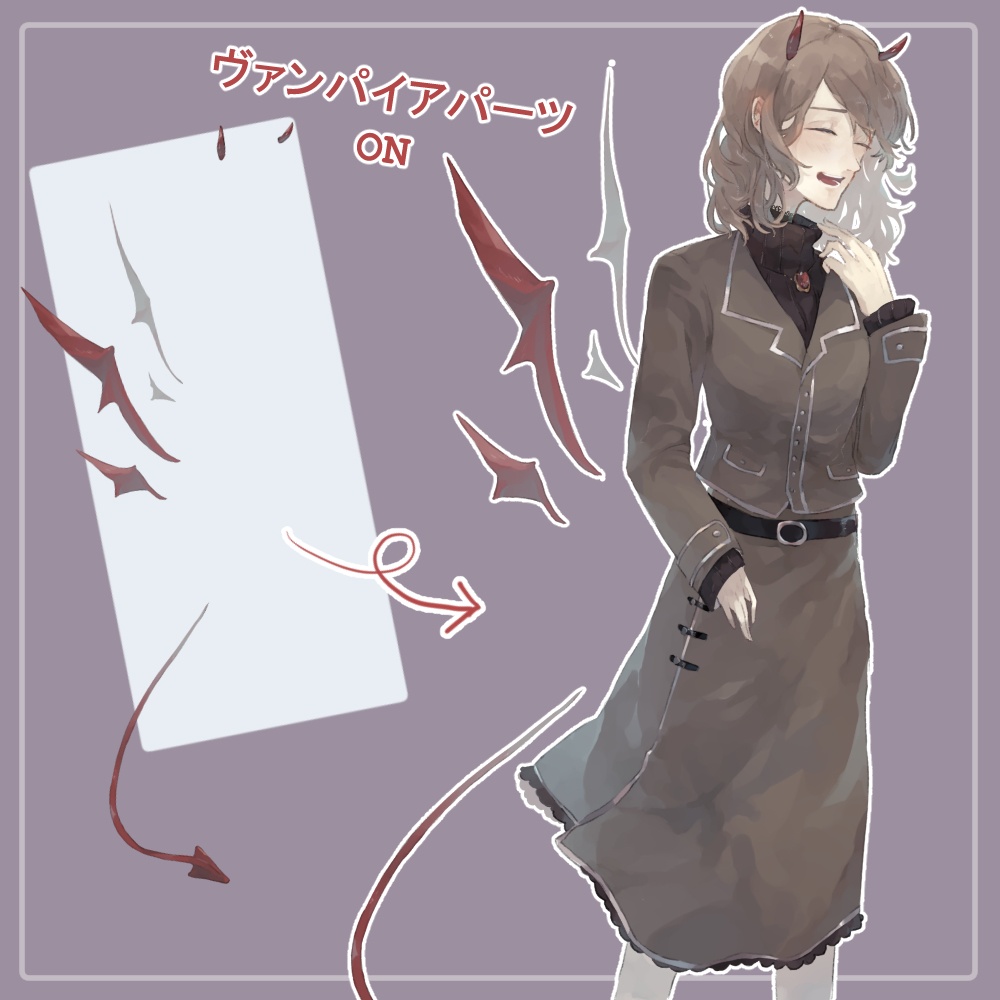 お嬢系女子高生制服・私服の全身立ち絵(天使&ヴァンパイアパーツ付き)