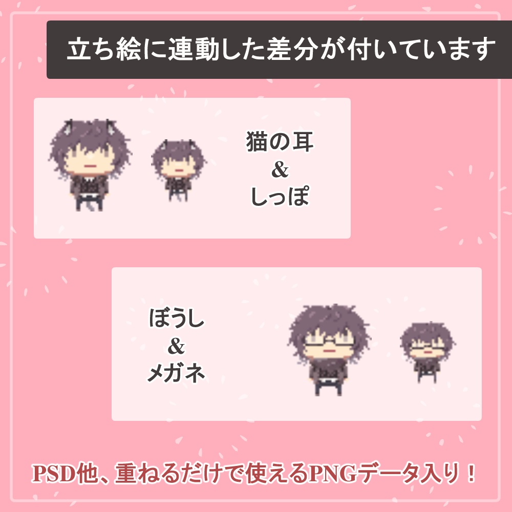 RPGツクール・ピクスクでそのまま使える高校生の歩行ドットアバターSET