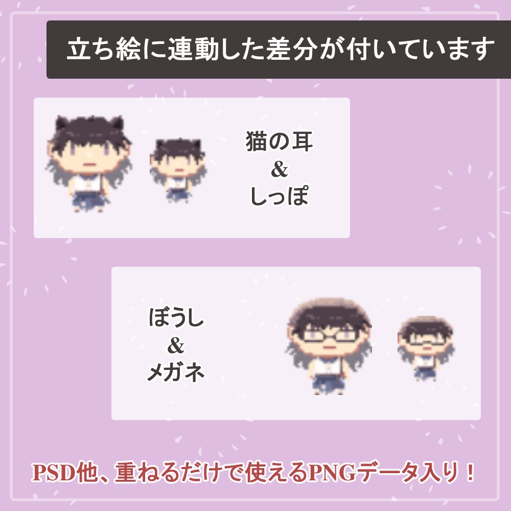 RPGツクール・ピクスクでそのまま使える高校生の歩行ドットアバターSET