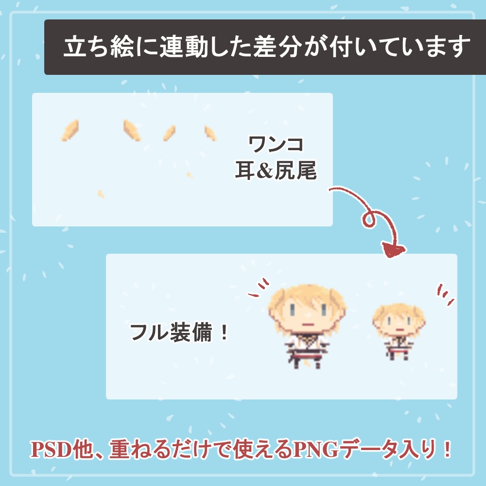 【ファンタジーキャラ】RPGツクール・ピクスクでそのまま使える歩行ドットアバターSET【vol.1】