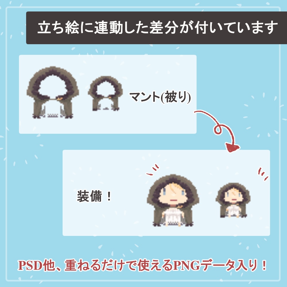 【ファンタジーキャラ】RPGツクール・ピクスクでそのまま使える歩行ドットアバターSET【vol.1】