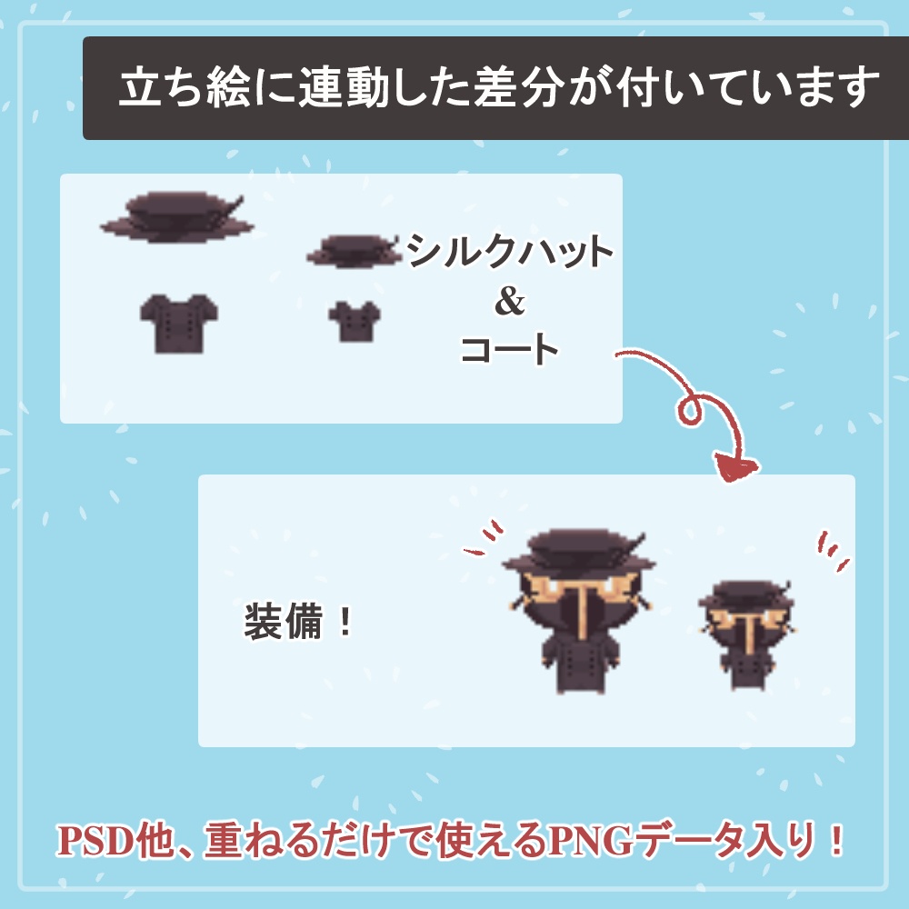 【ファンタジーキャラ】RPGツクール・ピクスクでそのまま使える歩行ドットアバターSET【vol.1】