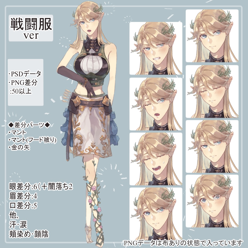 【戦闘服SET】ファンタジーキャラの全身立ち絵まとめ買い用vol.1