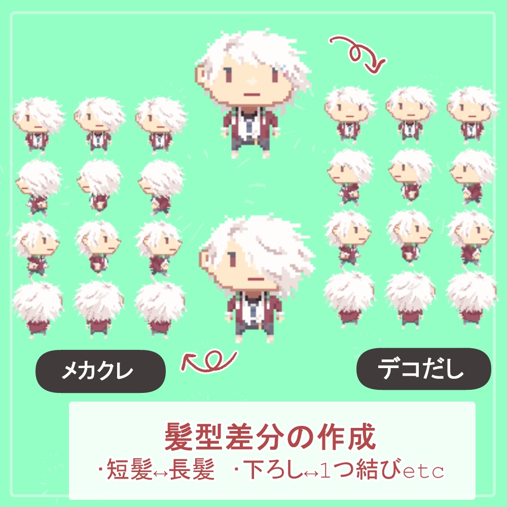 【オーダーメイド】RPGツクールでそのまま使える歩行グラフィック(ドットアバター)の作成