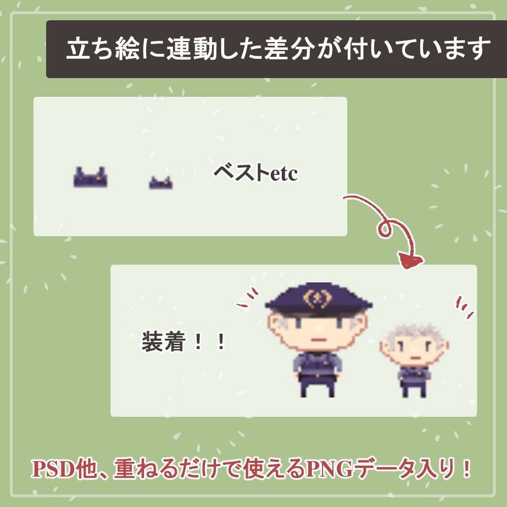 【大人の職業色々】RPGツクール・ピクスクでそのまま使える歩行ドットアバターSET服装差分あり