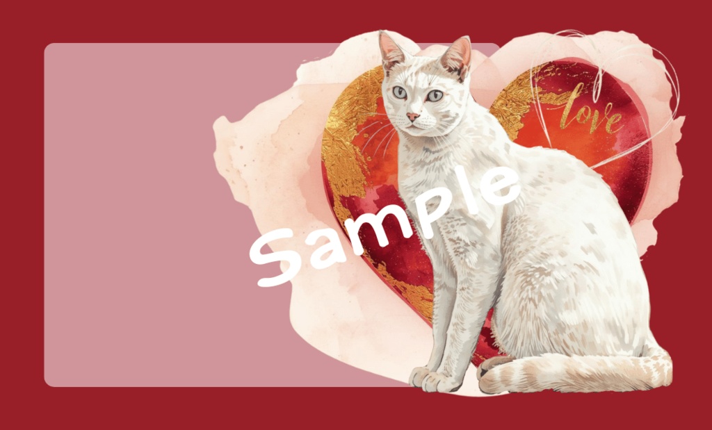 レッド♡バレンタイン♡ハートと猫のデジタルペーパー5点セット