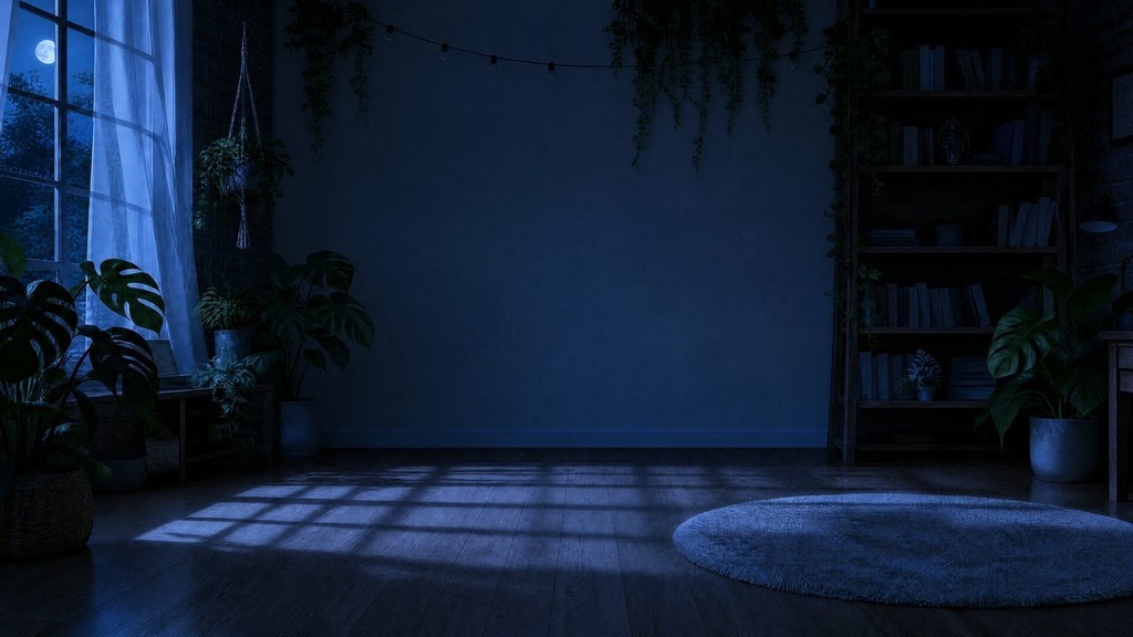【配信・TRPG背景】ロフト風の雑談部屋|昼夕夜・雨・深夜の5差分15枚|横4K・FHD・縦|VTuber・ココフォリア・商用OK