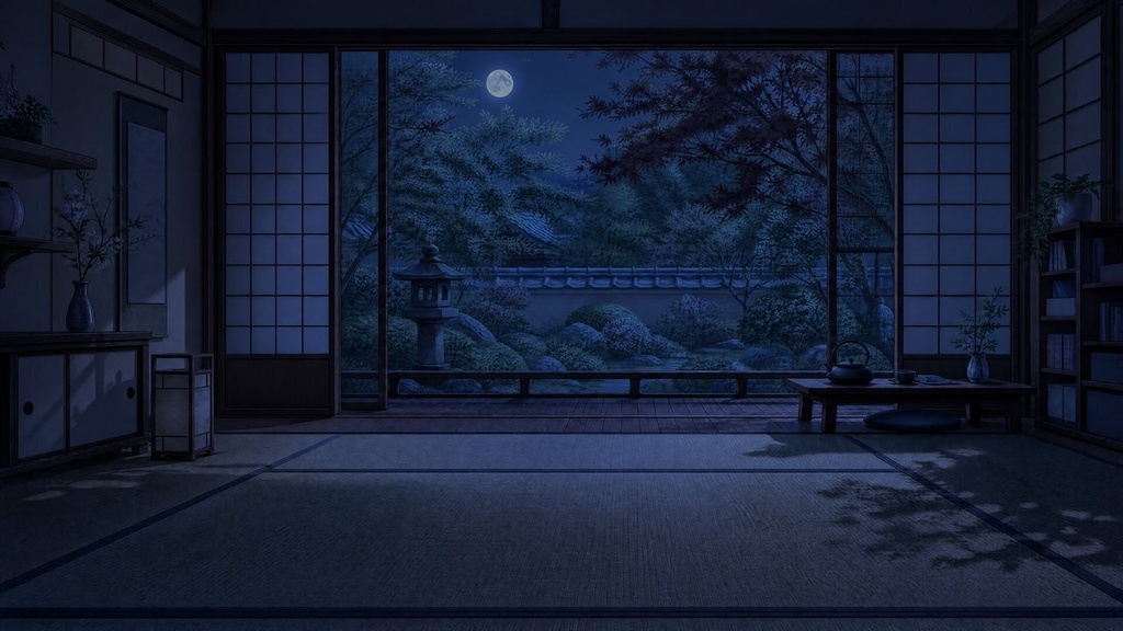 【配信・TRPG背景】和室と縁側|昼夕夜・雨・深夜の5差分15枚|横4K・FHD・縦|VTuber・ココフォリア・商用OK