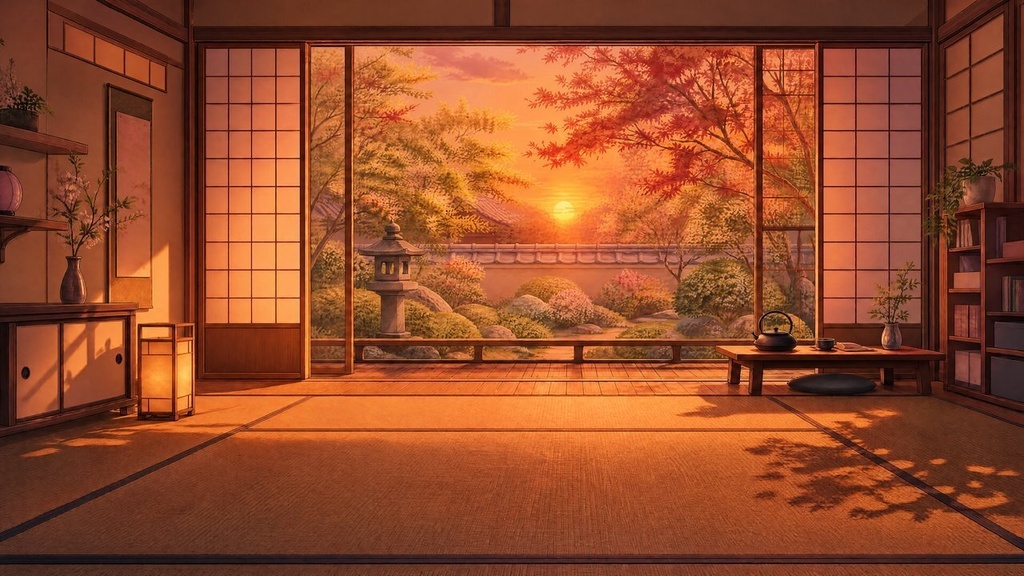 【配信・TRPG背景】和室と縁側|昼夕夜・雨・深夜の5差分15枚|横4K・FHD・縦|VTuber・ココフォリア・商用OK
