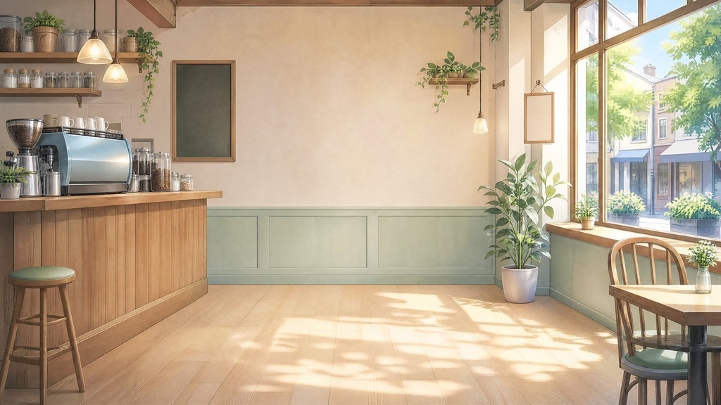 【配信・TRPG背景】街角カフェ|昼夕夜・雨・深夜の5差分15枚|横4K・FHD・縦|VTuber・ココフォリア・商用OK