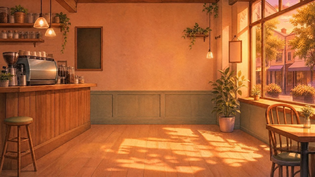 【配信・TRPG背景】街角カフェ|昼夕夜・雨・深夜の5差分15枚|横4K・FHD・縦|VTuber・ココフォリア・商用OK