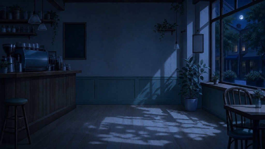 【配信・TRPG背景】街角カフェ|昼夕夜・雨・深夜の5差分15枚|横4K・FHD・縦|VTuber・ココフォリア・商用OK