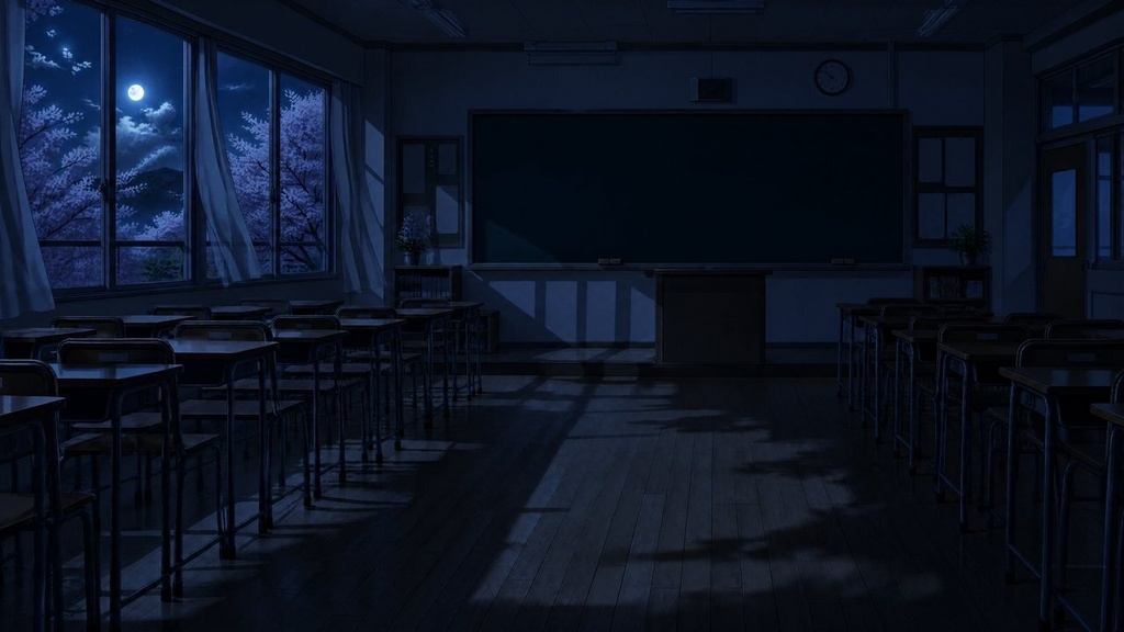 【配信・TRPG背景】放課後の教室|昼夕夜・雨・深夜の5差分15枚|横4K・FHD・縦|VTuber・ココフォリア・商用OK