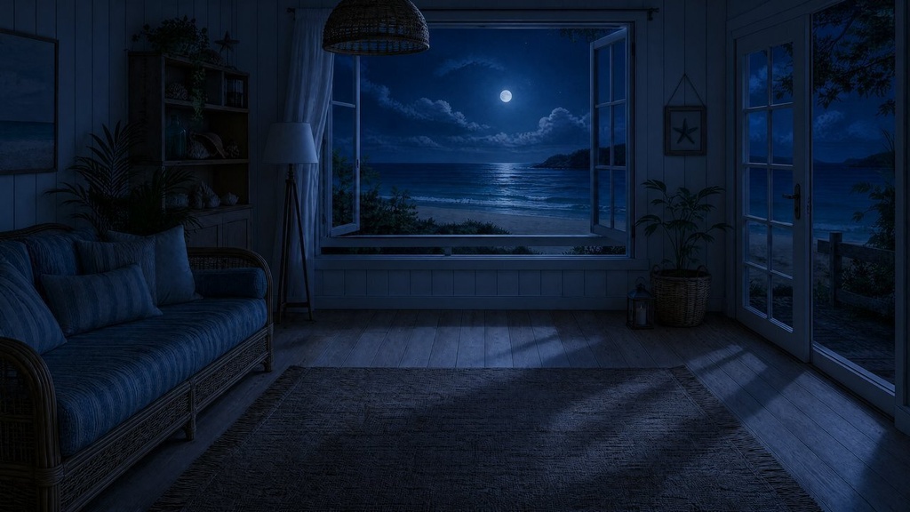 【配信・TRPG背景】海辺のコテージ|昼夕夜・雨・深夜の5差分15枚|横4K・FHD・縦|VTuber・ココフォリア・商用OK