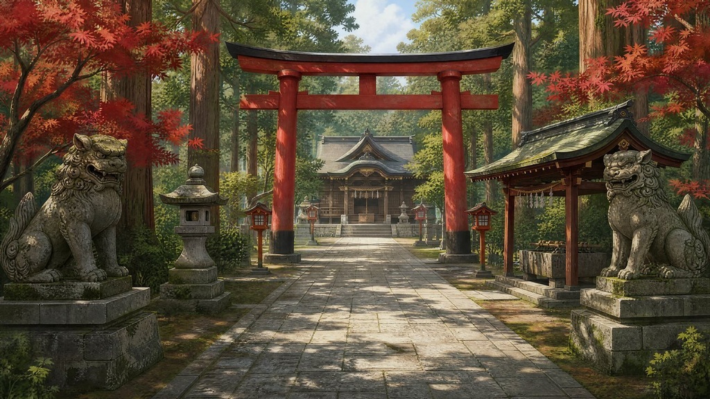【配信・TRPG背景】神社の境内|昼夕夜・雨・深夜の5差分15枚|横4K・FHD・縦|VTuber・ココフォリア・商用OK