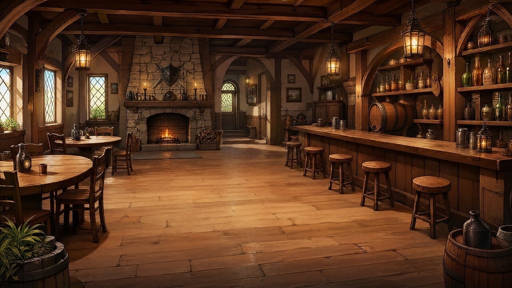 【配信・TRPG背景】ファンタジーの酒場|昼夕夜・雨・深夜の5差分15枚|横4K・FHD・縦|VTuber・ココフォリア・商用OK