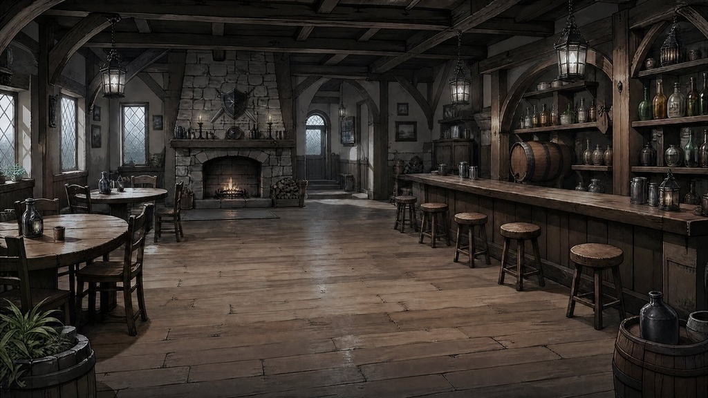 【配信・TRPG背景】ファンタジーの酒場|昼夕夜・雨・深夜の5差分15枚|横4K・FHD・縦|VTuber・ココフォリア・商用OK