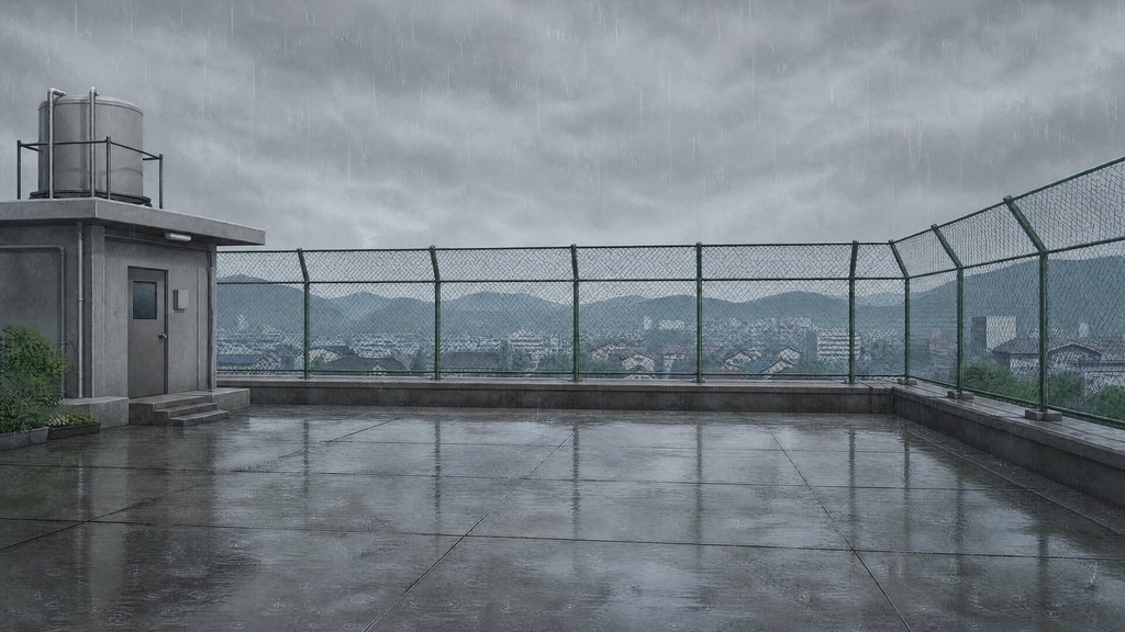 【配信・TRPG背景】学校の屋上|昼夕夜・雨・深夜の5差分15枚|横4K・FHD・縦|VTuber・ココフォリア・商用OK