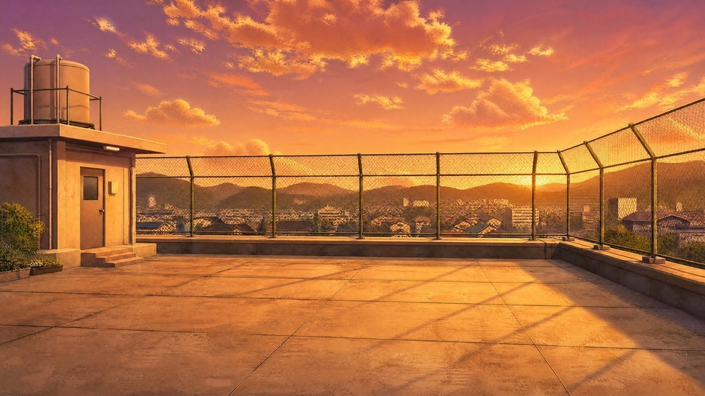 【配信・TRPG背景】学校の屋上|昼夕夜・雨・深夜の5差分15枚|横4K・FHD・縦|VTuber・ココフォリア・商用OK