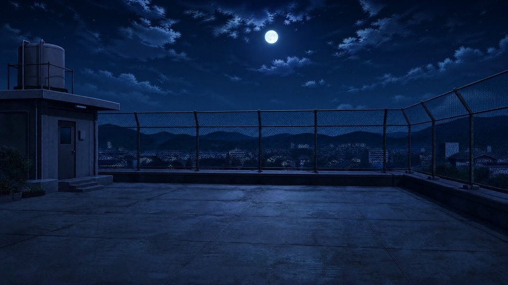 【配信・TRPG背景】学校の屋上|昼夕夜・雨・深夜の5差分15枚|横4K・FHD・縦|VTuber・ココフォリア・商用OK
