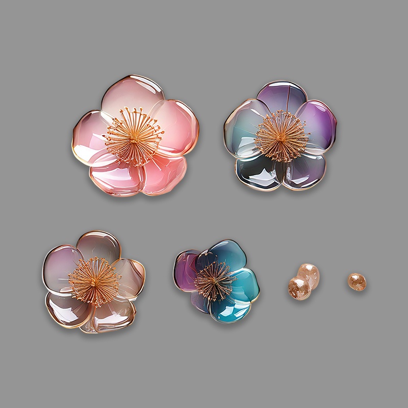 【透過PNG】ガラスのお花28点