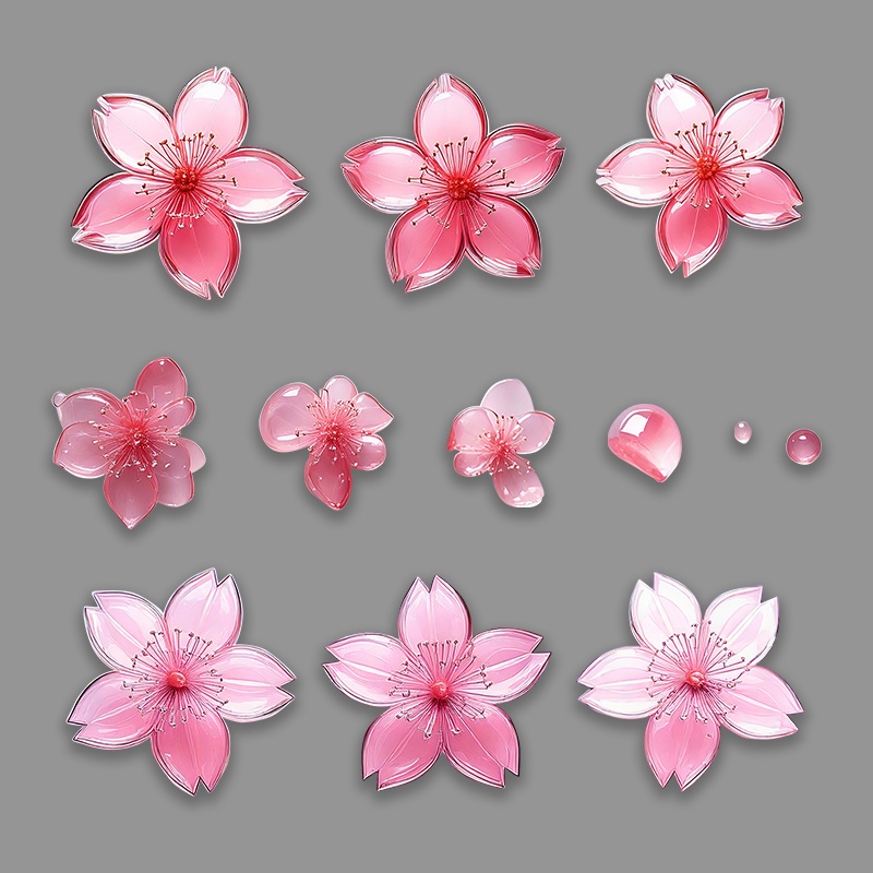 【透過PNG】ガラスのお花28点