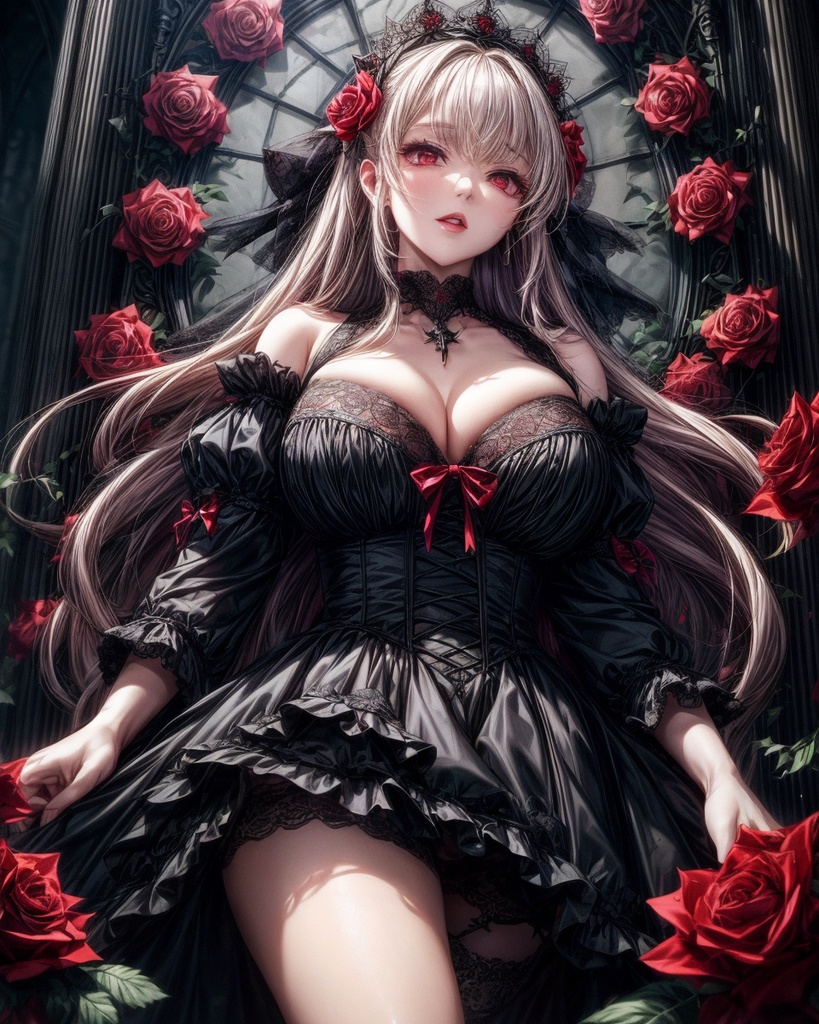 薔薇とGothic美女