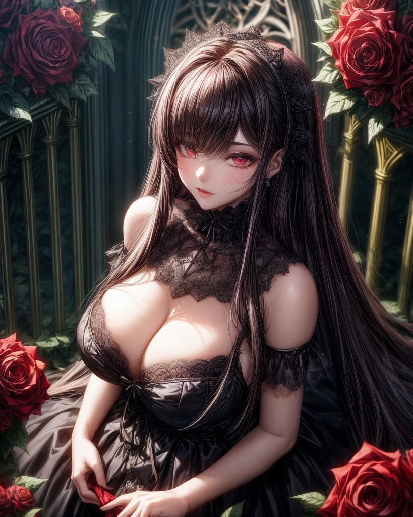 薔薇とGothic美女