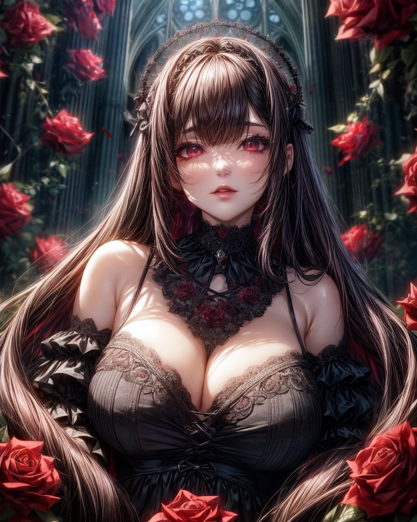 薔薇とGothic美女