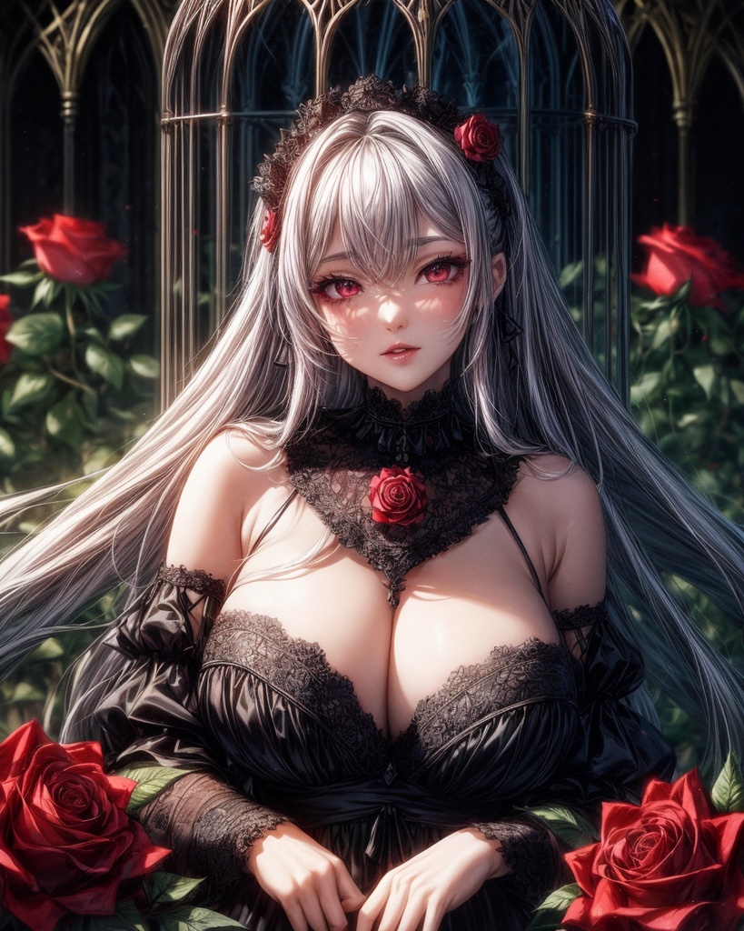 薔薇とGothic美女
