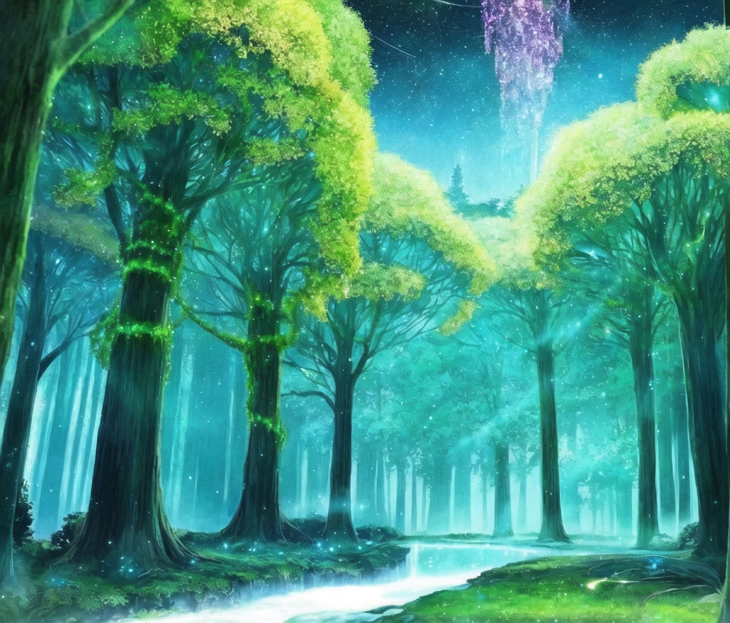 幻想の輝き・神秘の森の風景画