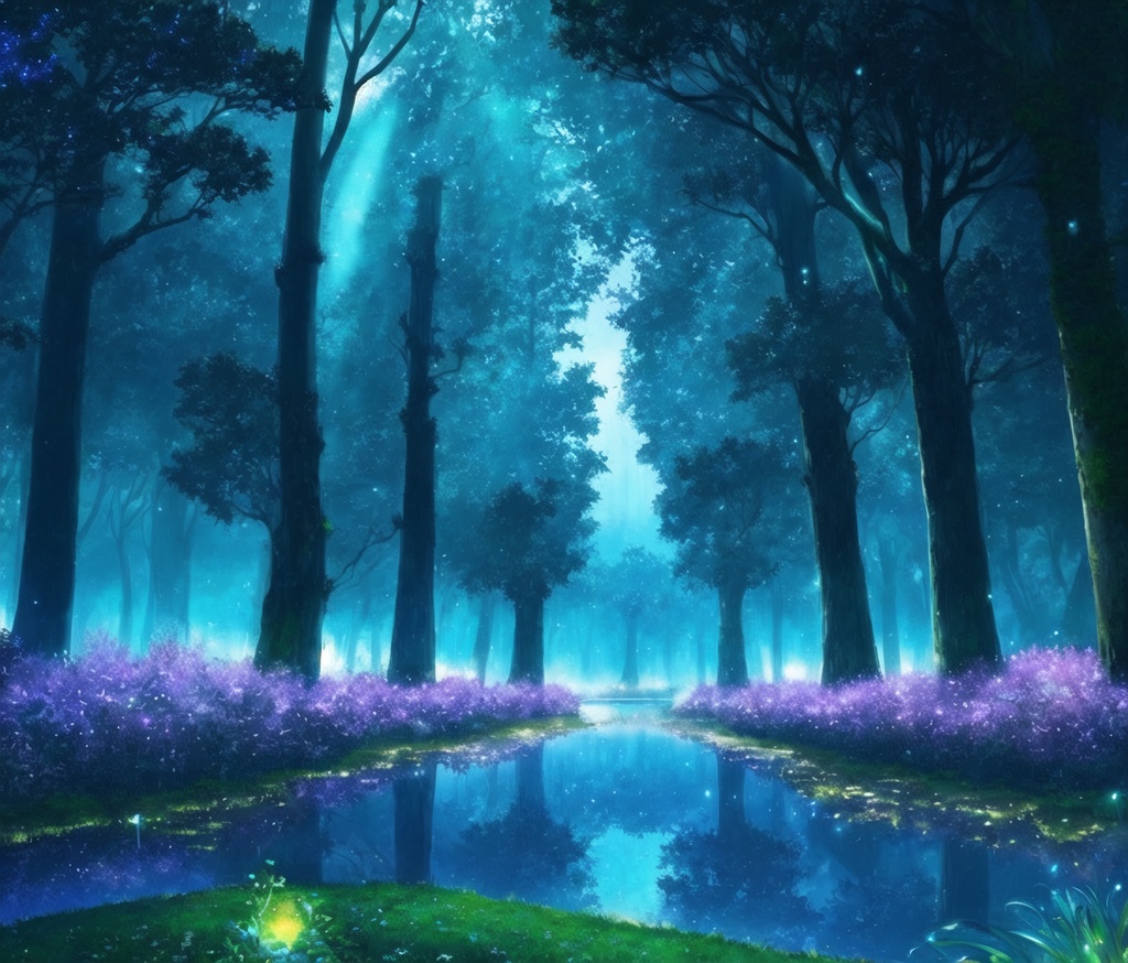 幻想の輝き・神秘の森の風景画