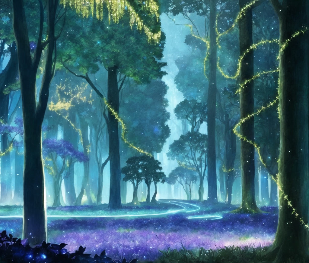 幻想の輝き・神秘の森の風景画